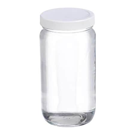 Cp Lab Safety. Wheaton 16 oz Clear Wide Mouth Straight Side Glass Bottles 70-400 PTFE Lined Caps Case of 24 W217004